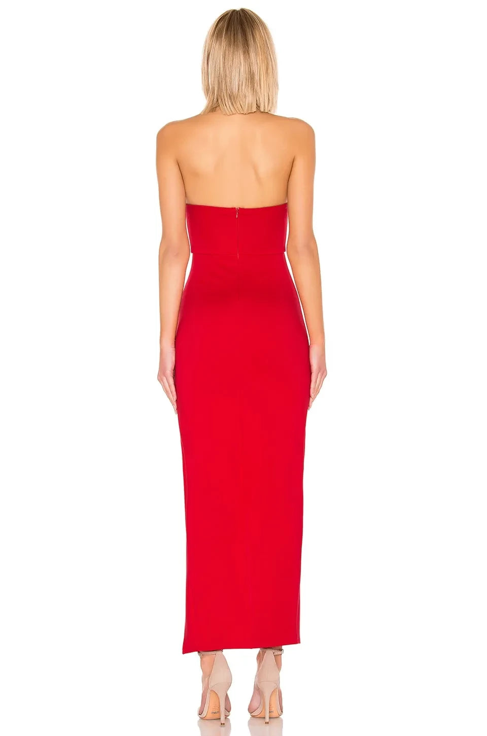 Stylish Sheath Strapless Asymmetric Slit Floor Length Evening Dress