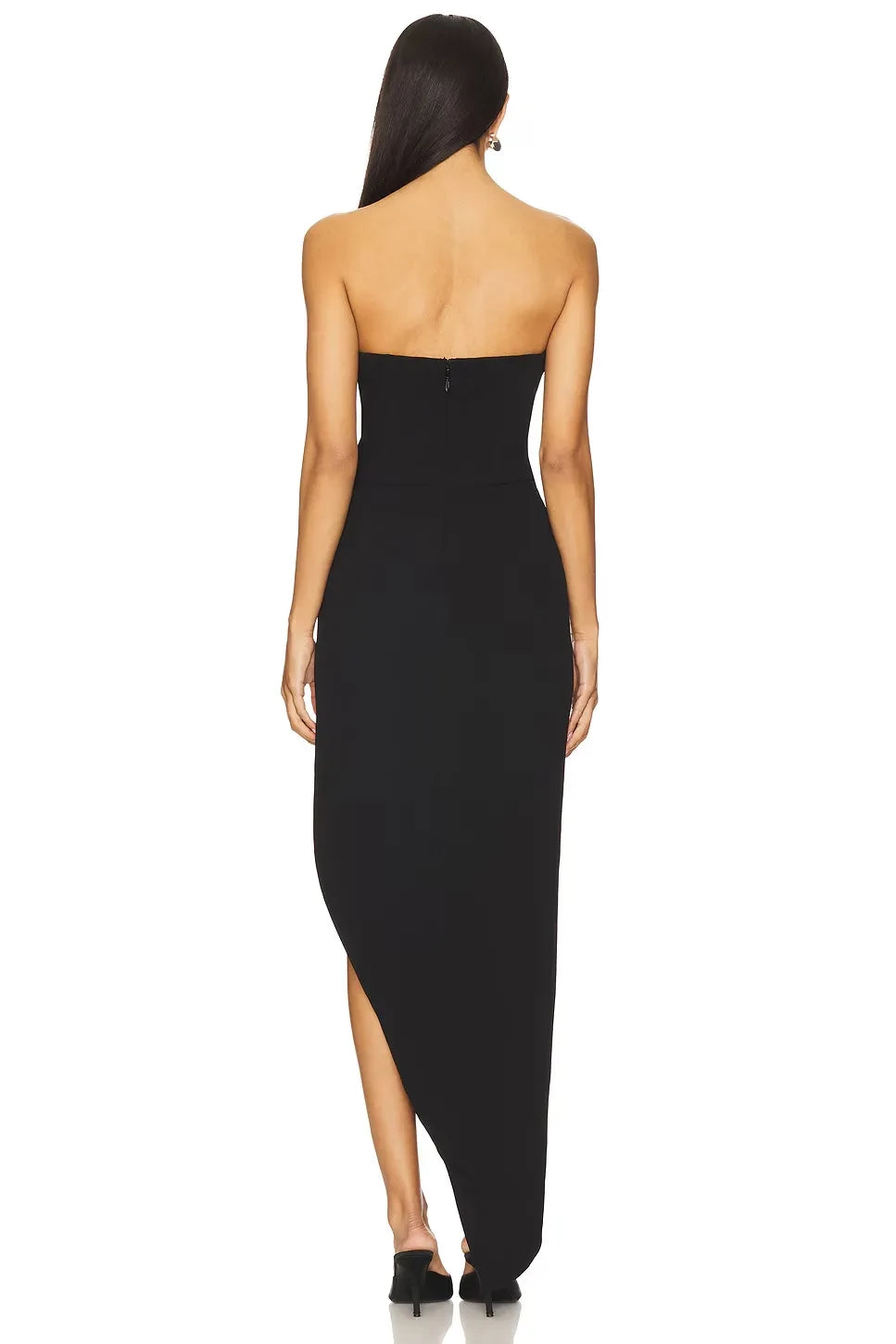 Stylish Sheath Strapless Sleeveless High Slit Asymmetric Length Evening Dress