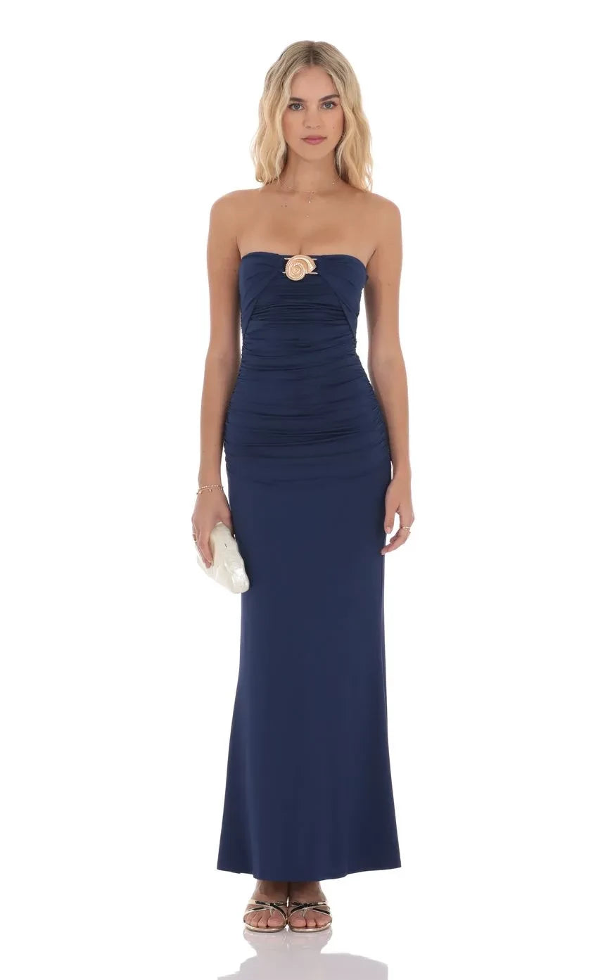 Stylish Sheath Strapless Sleeveless Plain Back Floor Length Evening Dress