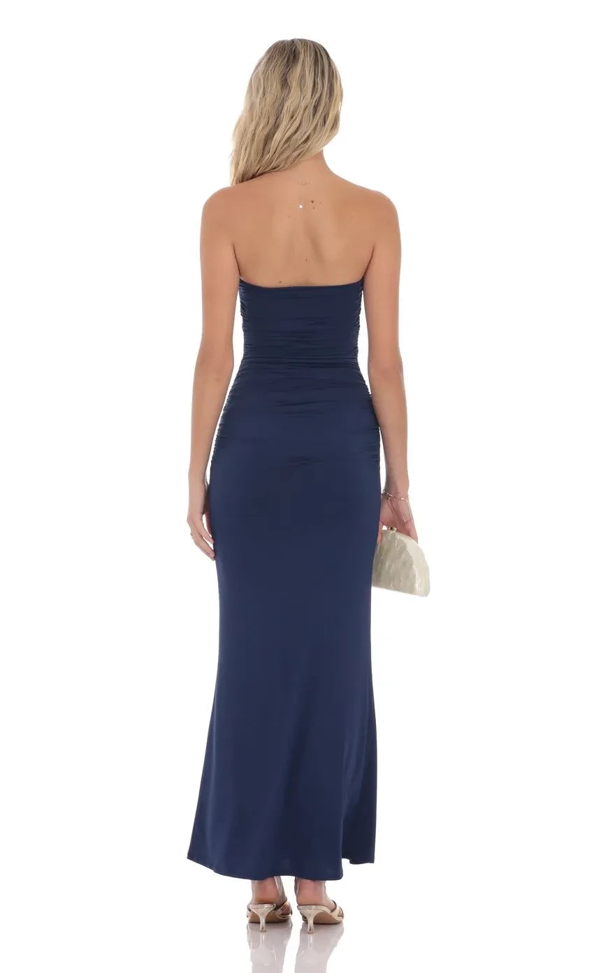 Stylish Sheath Strapless Sleeveless Plain Back Floor Length Evening Dress