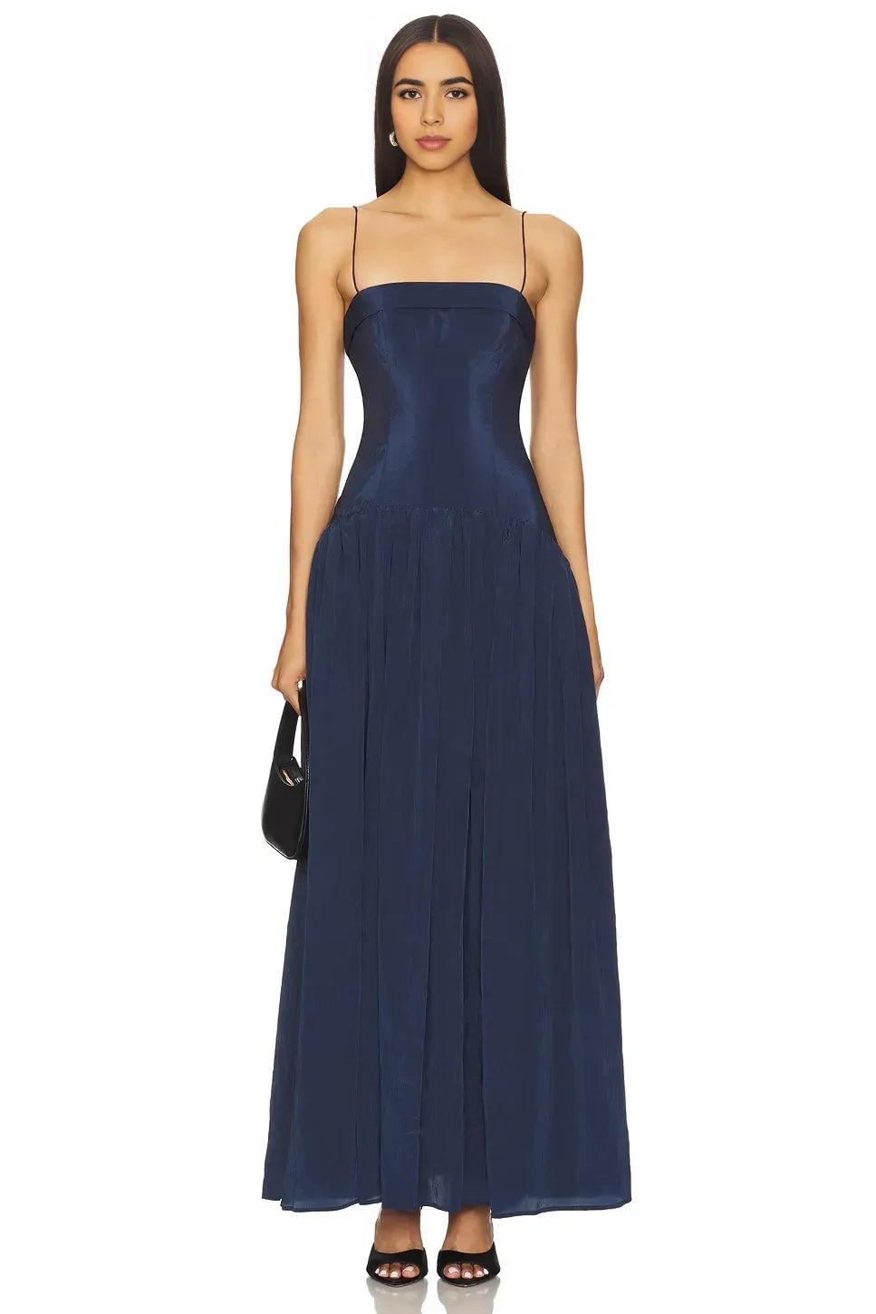 Stylish Sheath Strapless Sleeveless Pleated Hem Floor Length Evening Dress