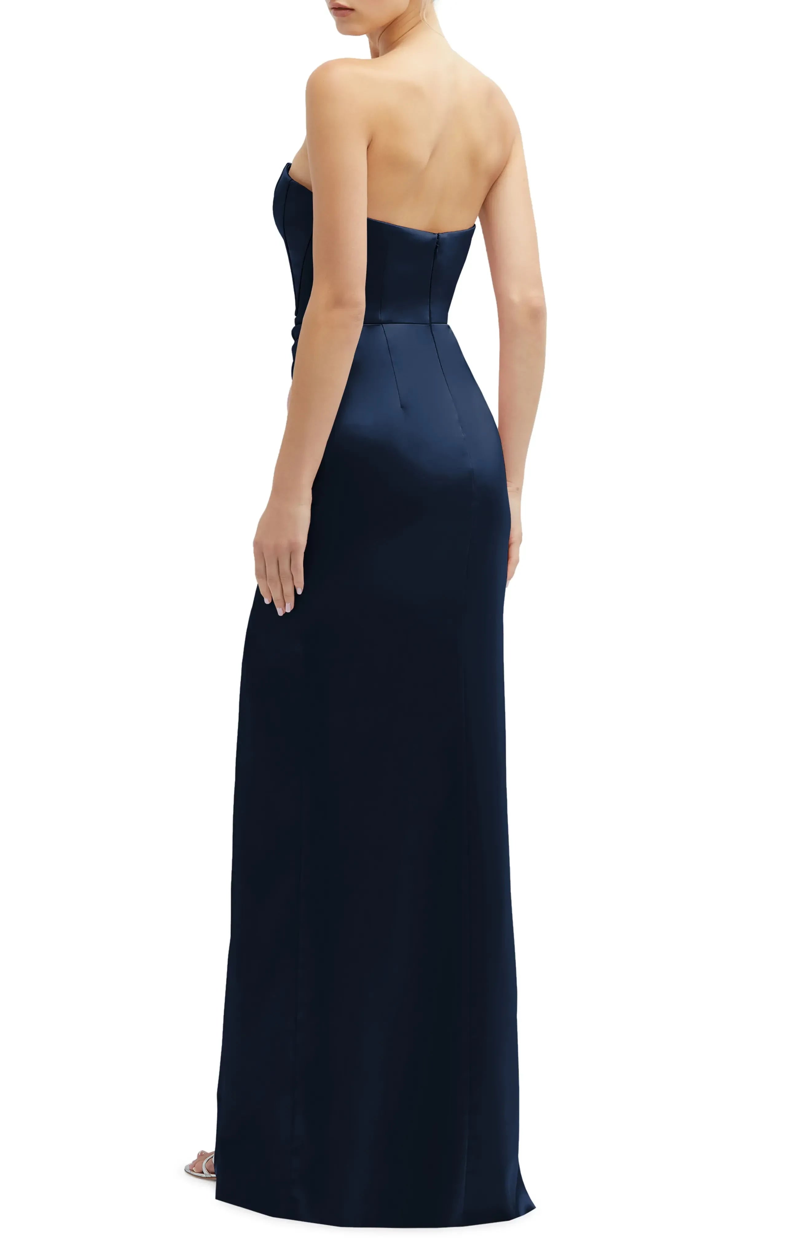 Stylish Sheath Strapless Sleeveless Solid Back Floor Length Evening Dress