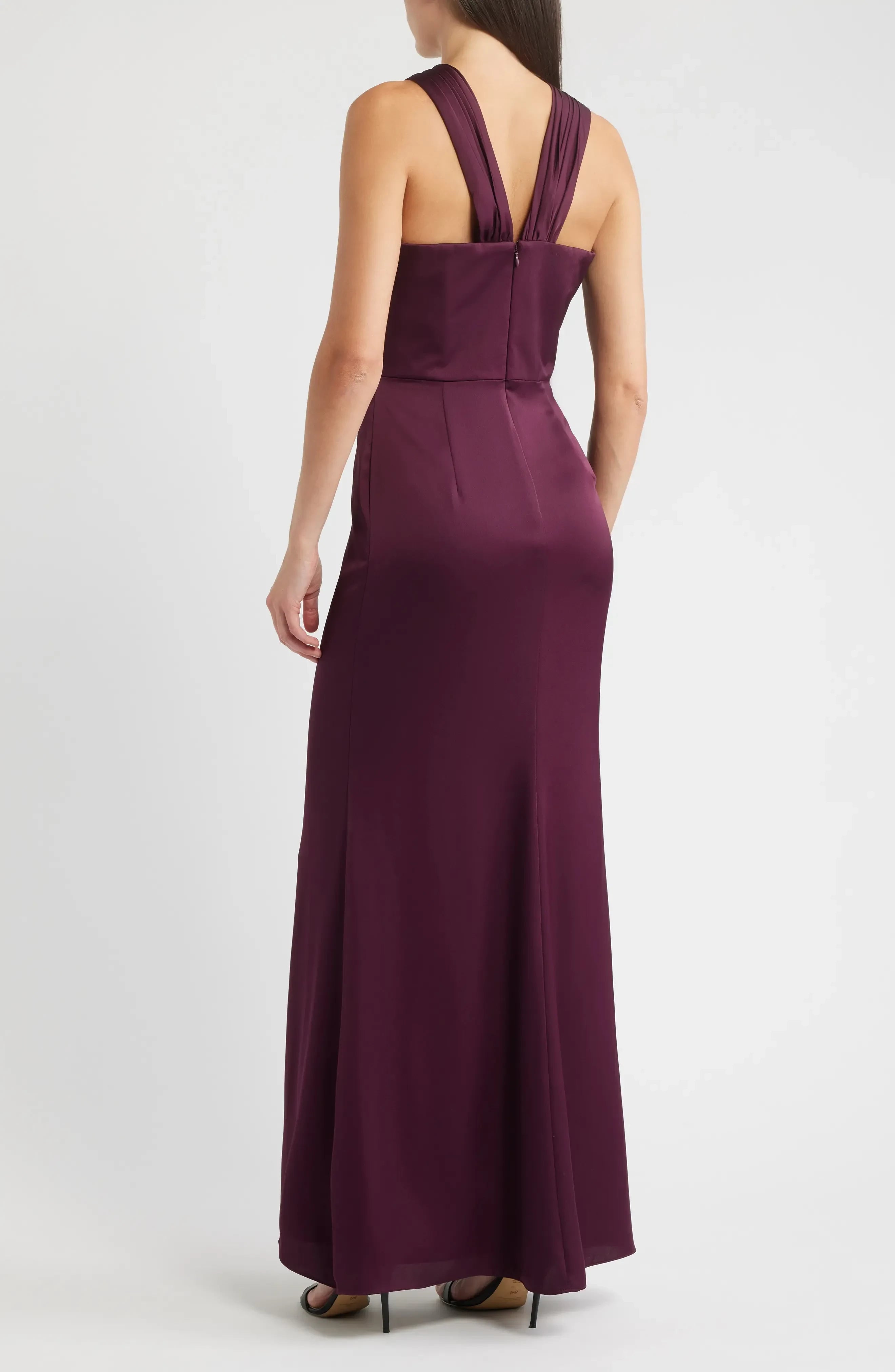 Stylish Sheath Twist Neck Sleeveless Zipper Back Floor Length Evening Dress