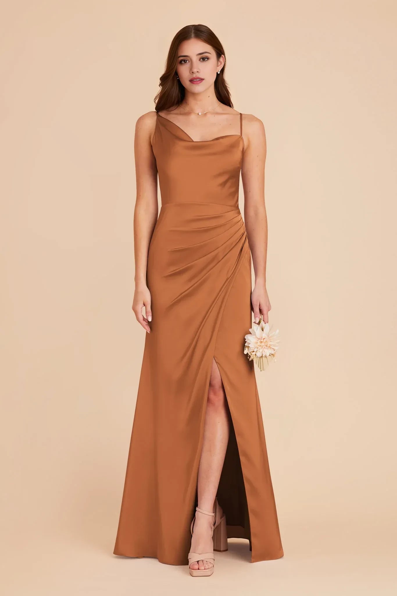 Stylish Trumpet Asymmetrical Neck Spaghetti Strap Zip Back Floor Length Bridesmaid Dress