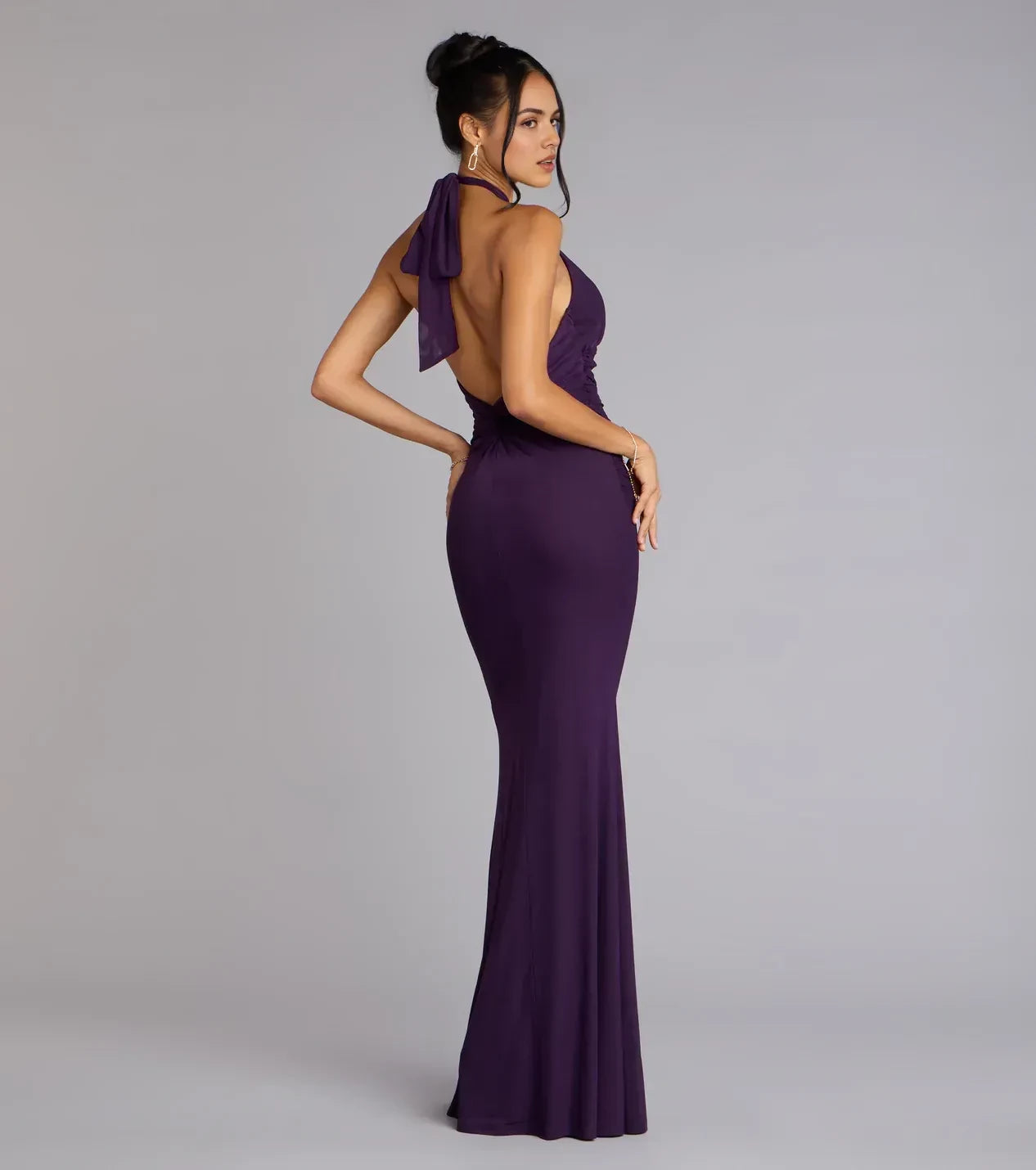 Stylish Trumpet Halter Neck Sleeveless Tie Back Floor Length Prom Dress