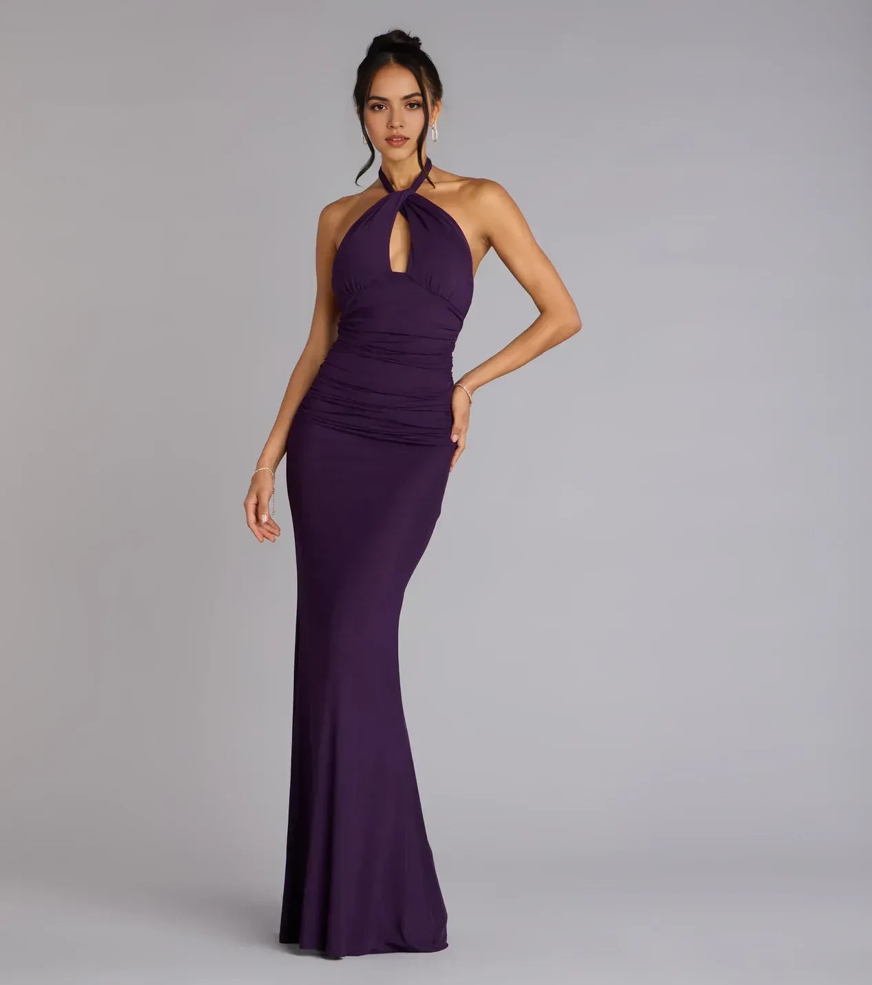 Stylish Trumpet Halter Neck Sleeveless Tie Back Floor Length Prom Dress
