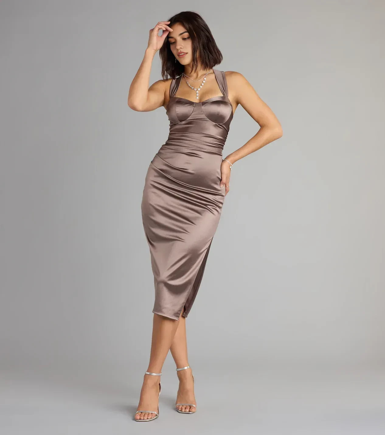 Stylish Trumpet Sweetheart Neck Sleeveless Lace Up Back Midi Length Prom Dress