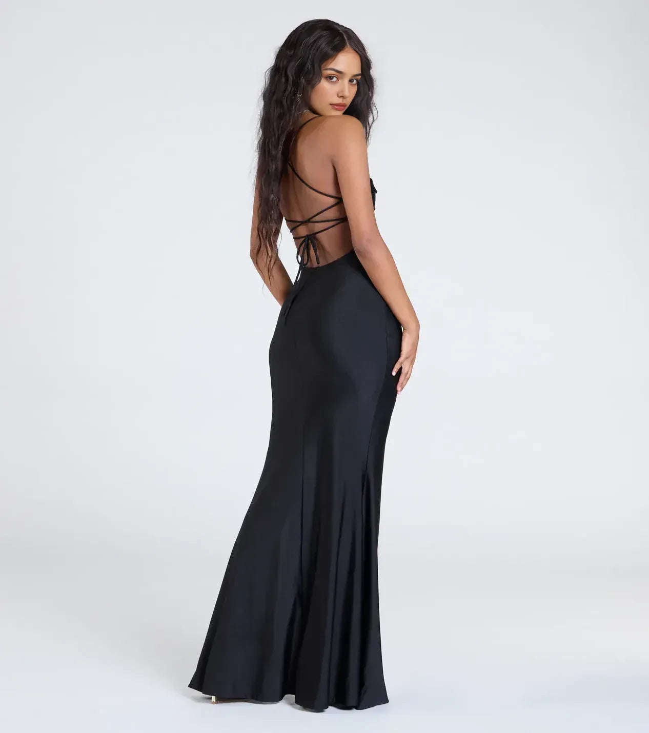 Stylish Trumpet Sweetheart Neck Spaghetti Strap Criss Cross Back Floor Length Prom Dress