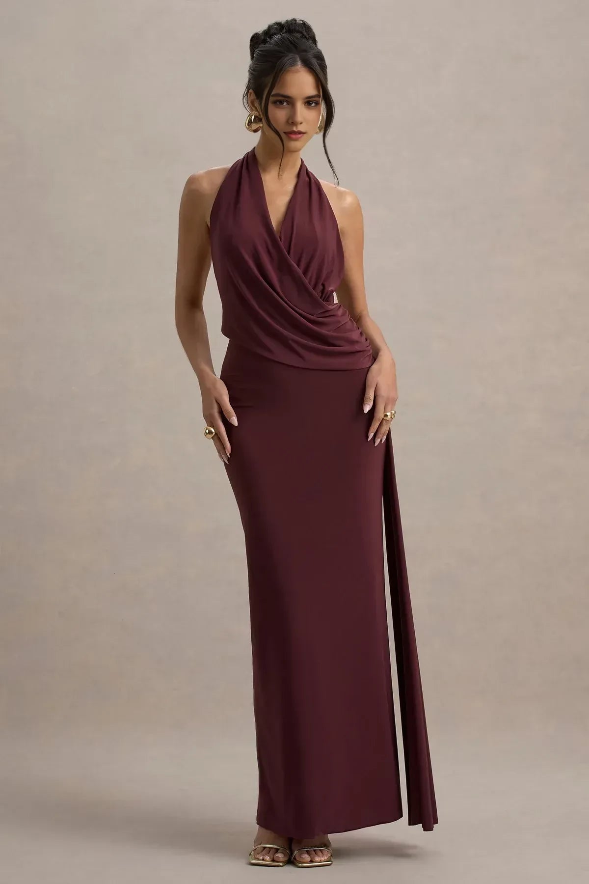 Sultry Mermaid Halter Neck Sleeveless Open Back Floor Length Evening Dress