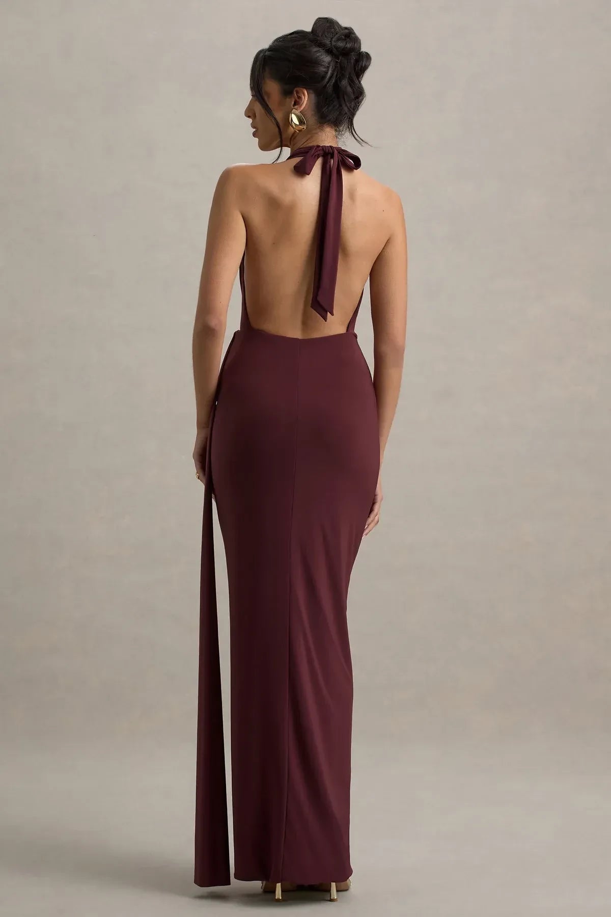 Sultry Mermaid Halter Neck Sleeveless Open Back Floor Length Evening Dress
