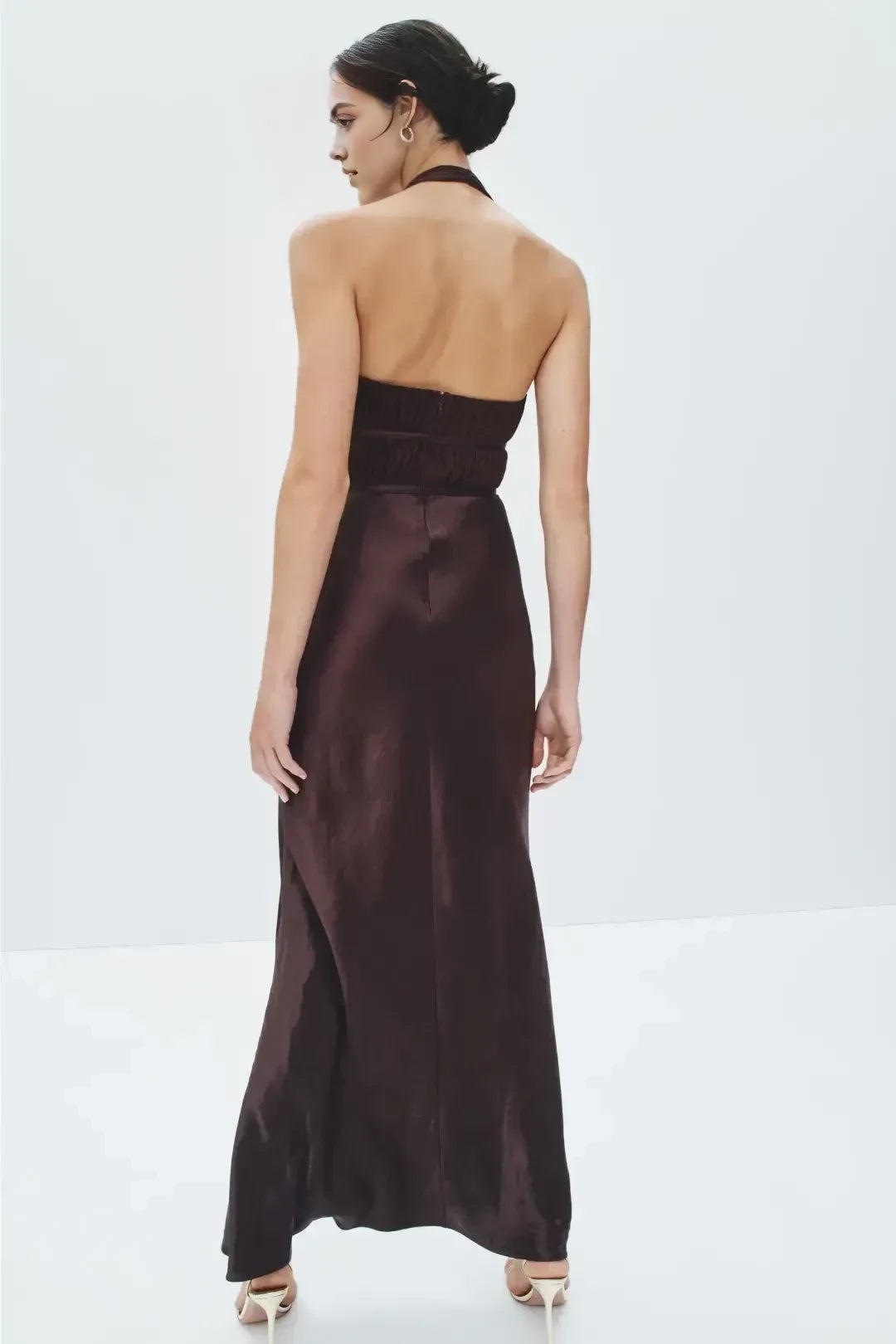 Sultry Sheath Halter Neck Sleeveless Open Back Floor Length Plus Size Prom Dress