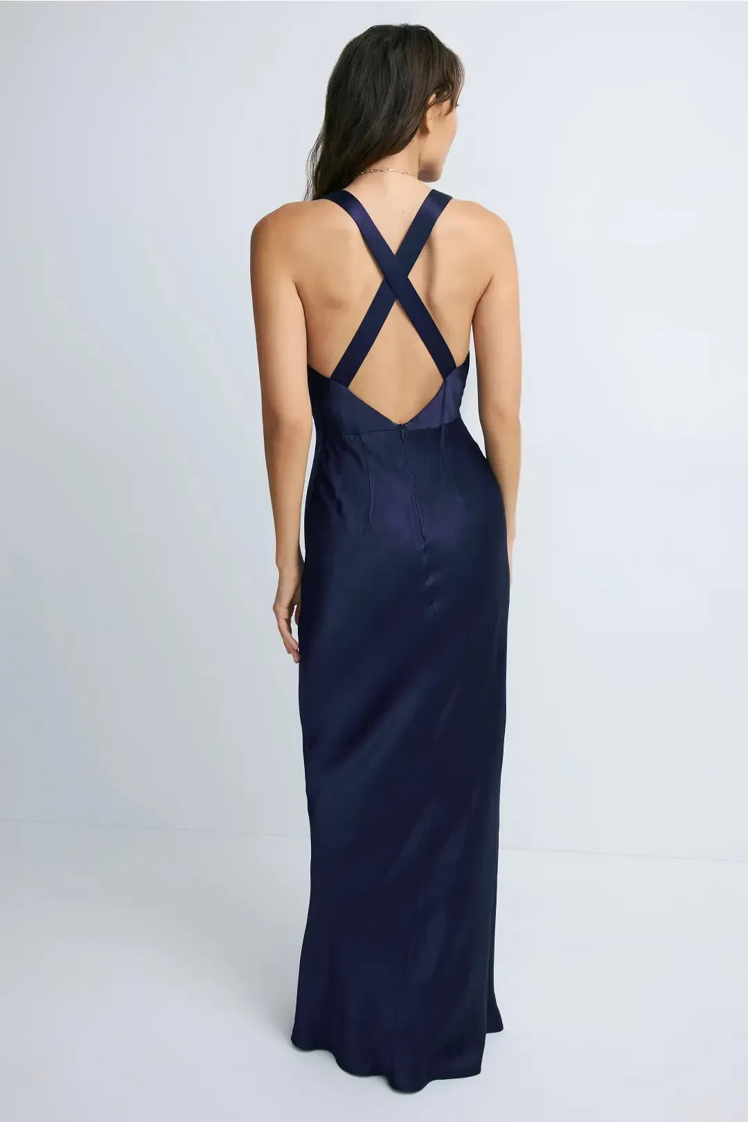 Sultry Sheath Plunging V Neck Sleeveless Crisscross Back Floor Length Plus Size Prom Dress