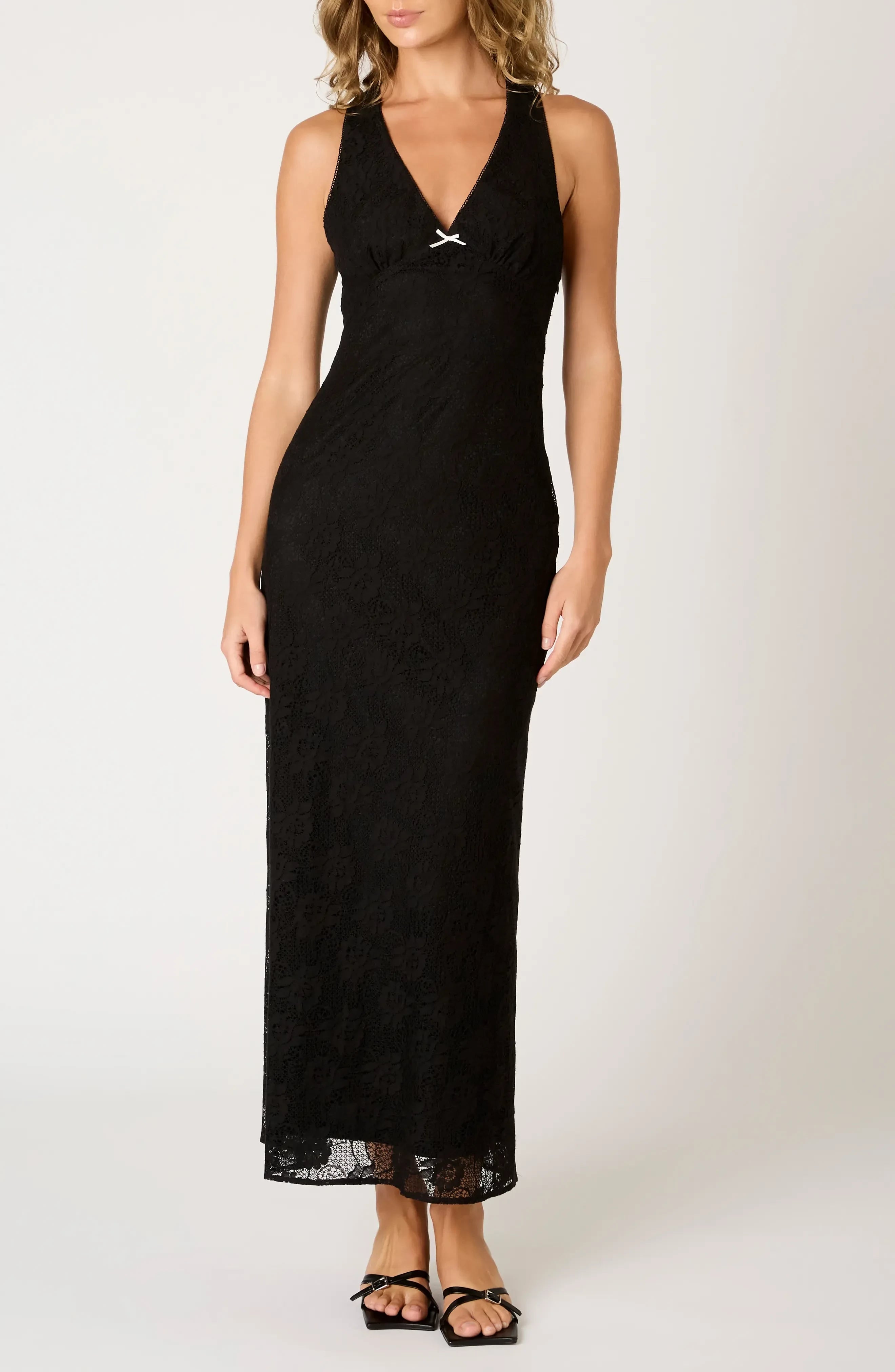 Sultry Sheath V Neck Sleeveless Crisscross Back Floor Length Evening Dress