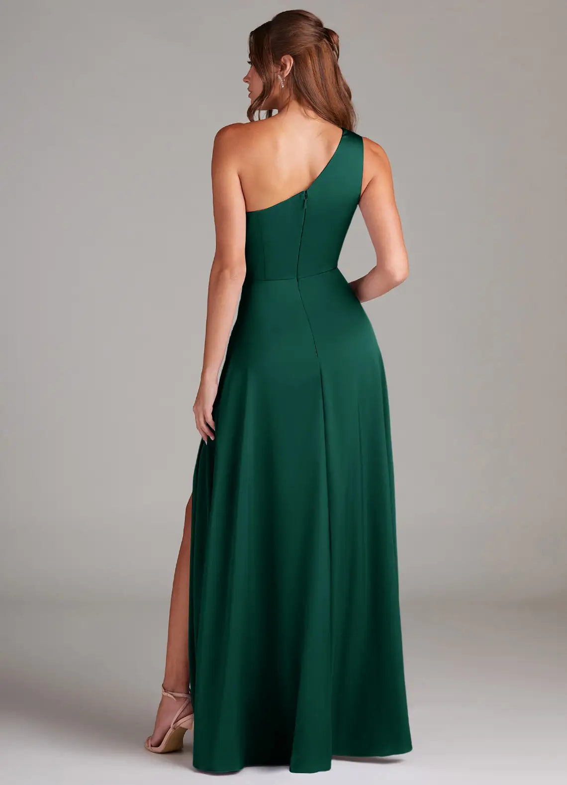 Supple A Line One Shoulder Sleeveless Open Back Floor Length For Ladies Prom Dress