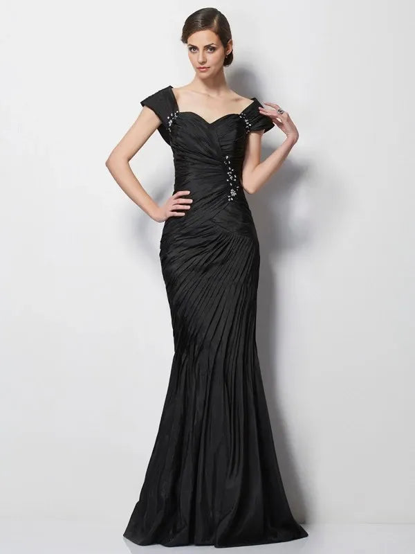 Sweetheart Short Sleeves Mermaid Taffeta Sweep Train With Beading Mother of the Bride Dresses