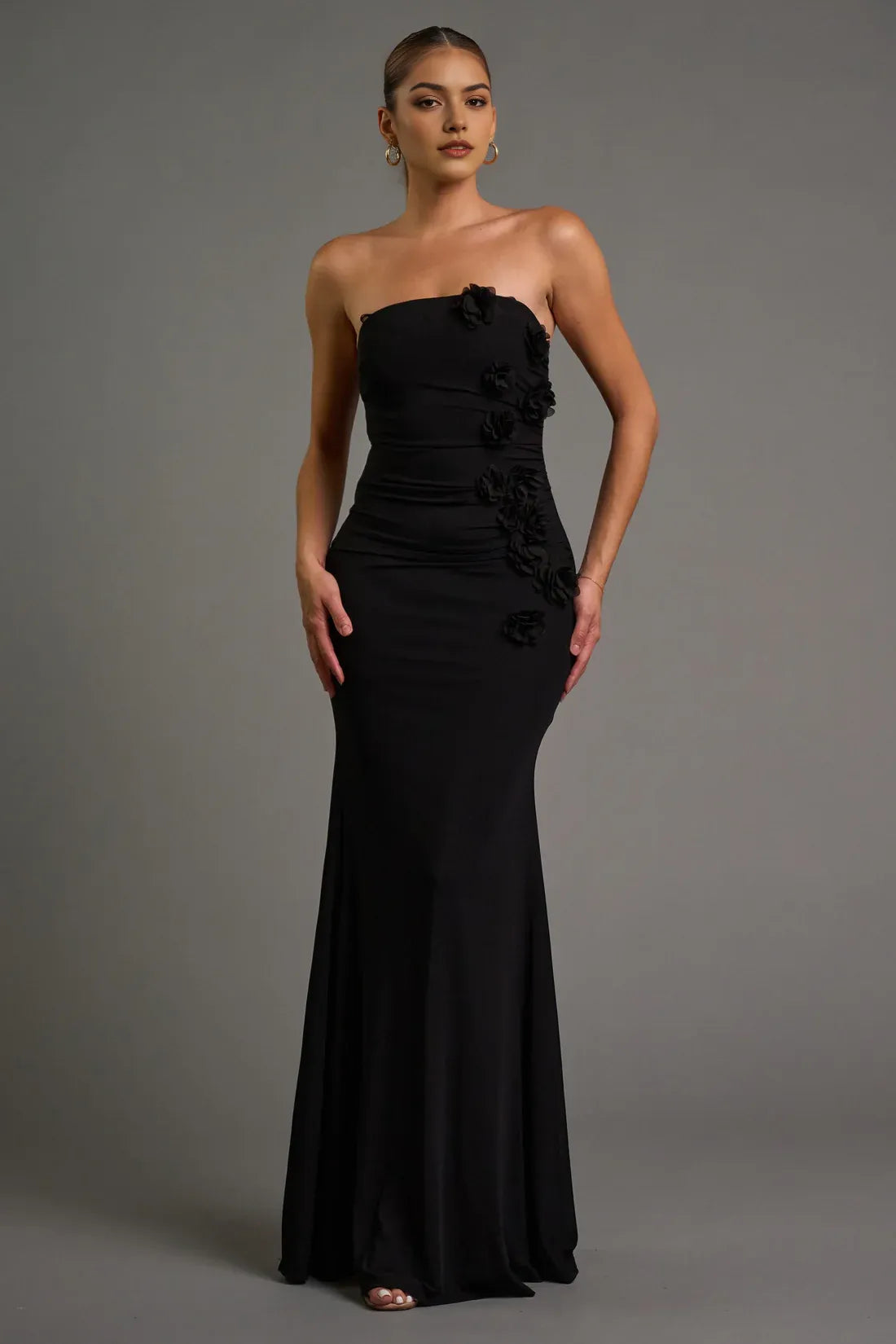 Textured Mermaid Strapless Sleeveless Open Back Floor Length For Sale Prom Dress