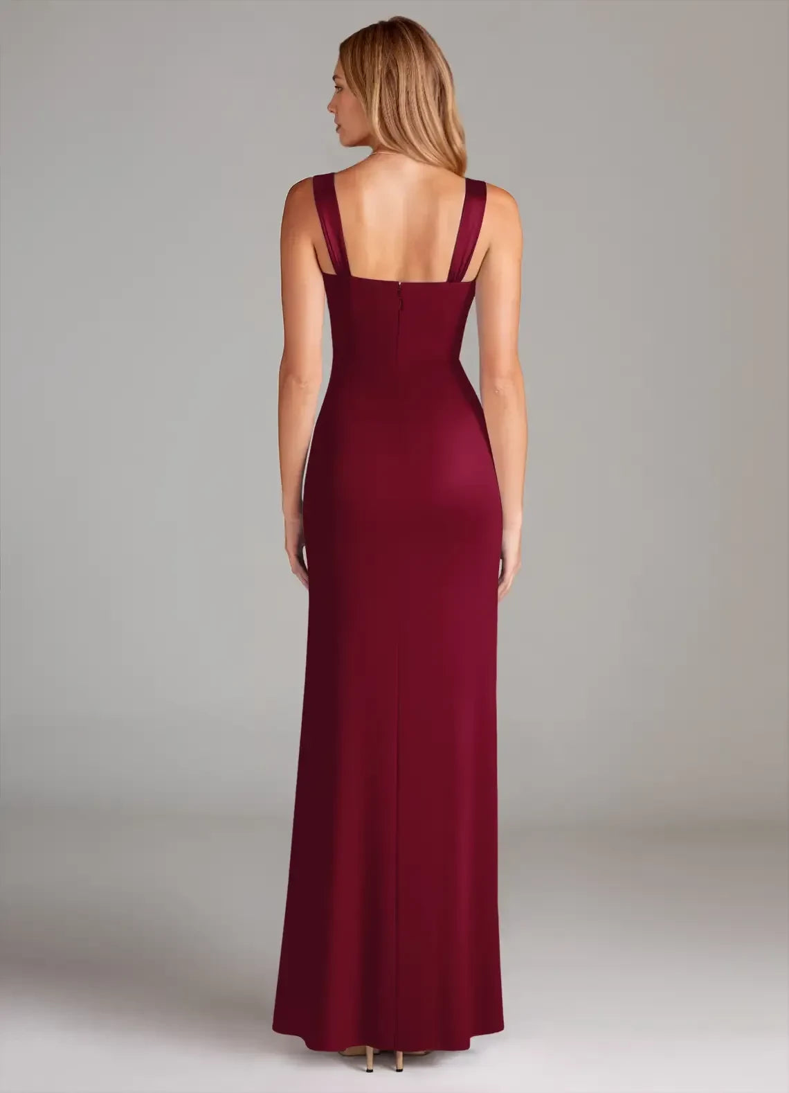 Timeless Sheath Sweetheart Neck Sleeveless Open Back Floor Length Bridesmaid Dress