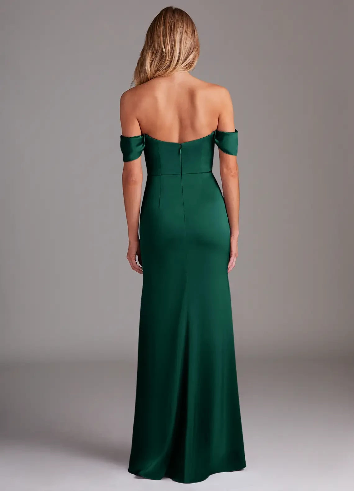 Trendy Sheath Off Shoulder Short Sleeve Open Back Floor Length Bridesmaid Dress