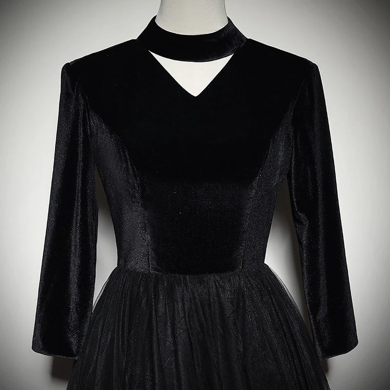 Trendy Long Velvet Tulle Lace Up Floor Length Evening Dress Party Dresses Prom Dress