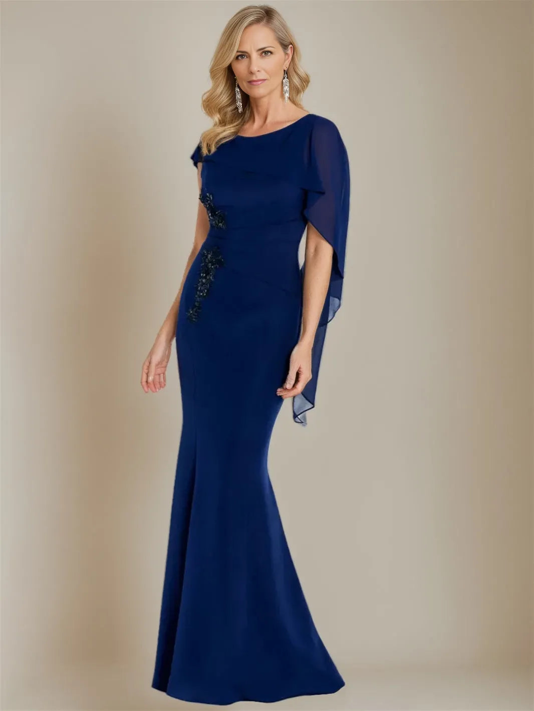 Trumpet Bateau Neck Sleeveless Floor-Length Mother Of The Bride Dresses