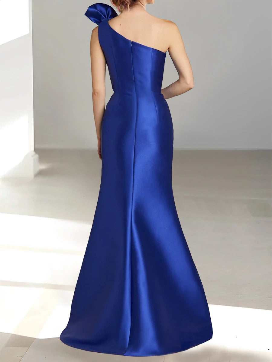 Trumpet One-Shoulder Sleeveless Split Side Evening Dresses Prom Dress