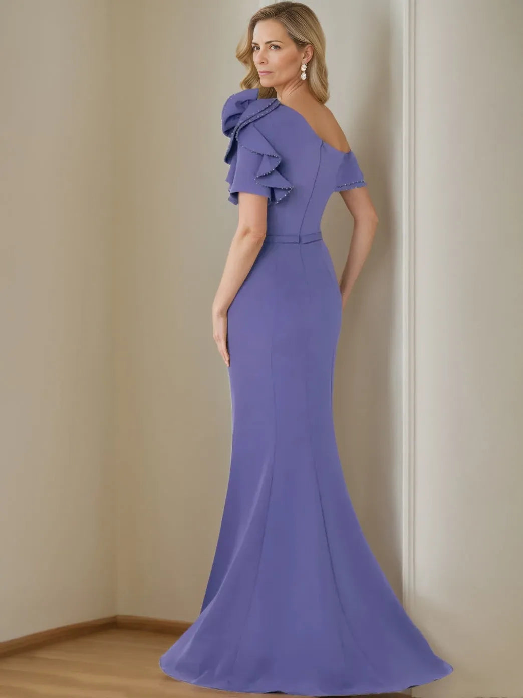 Trumpet One Shoulder Floor-Length with Pure Color Mother of the Bride Dresses