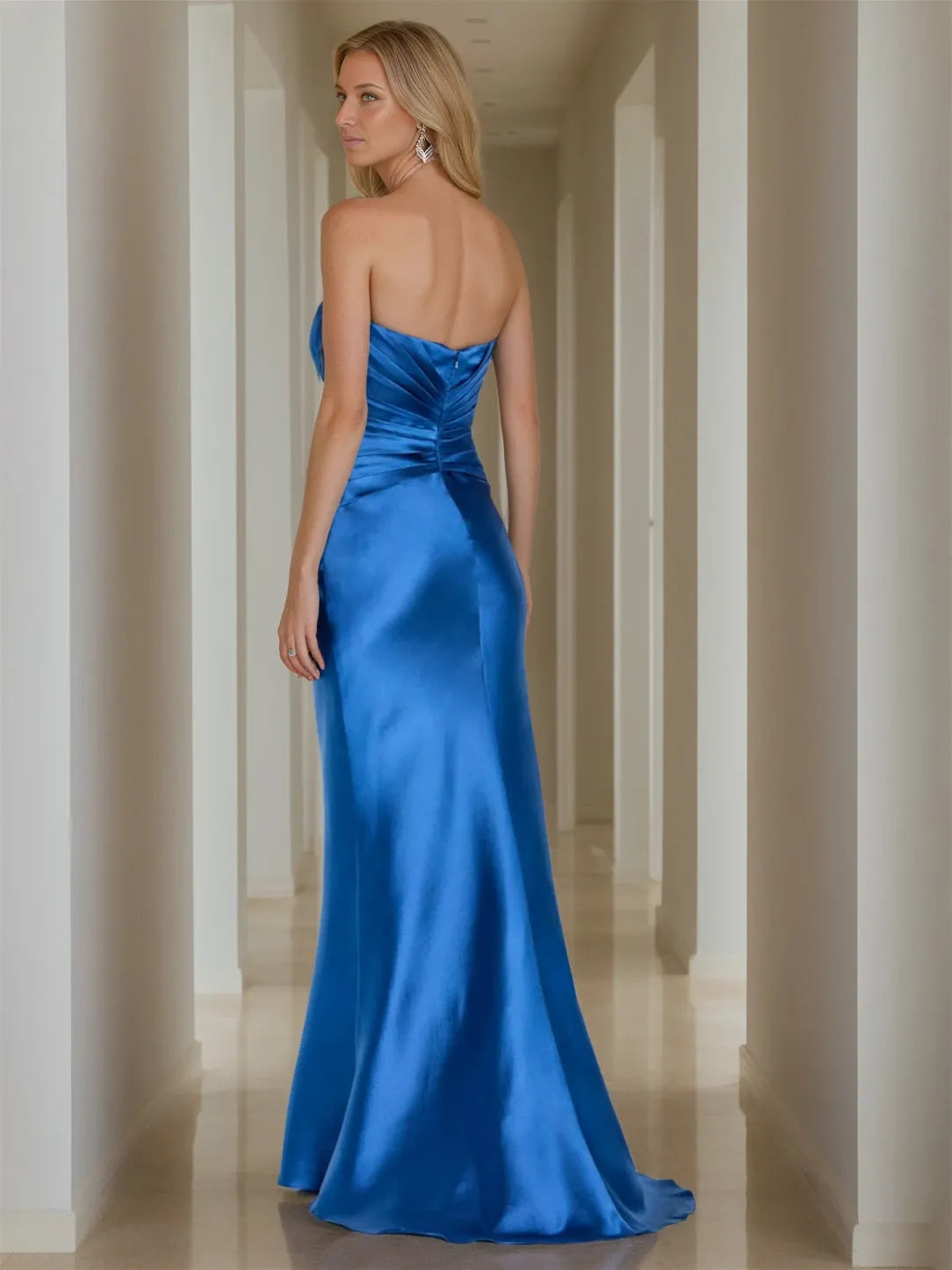 Trumpet Strapless Sleeveless Floor-Length with Pure Color Evening Dresses