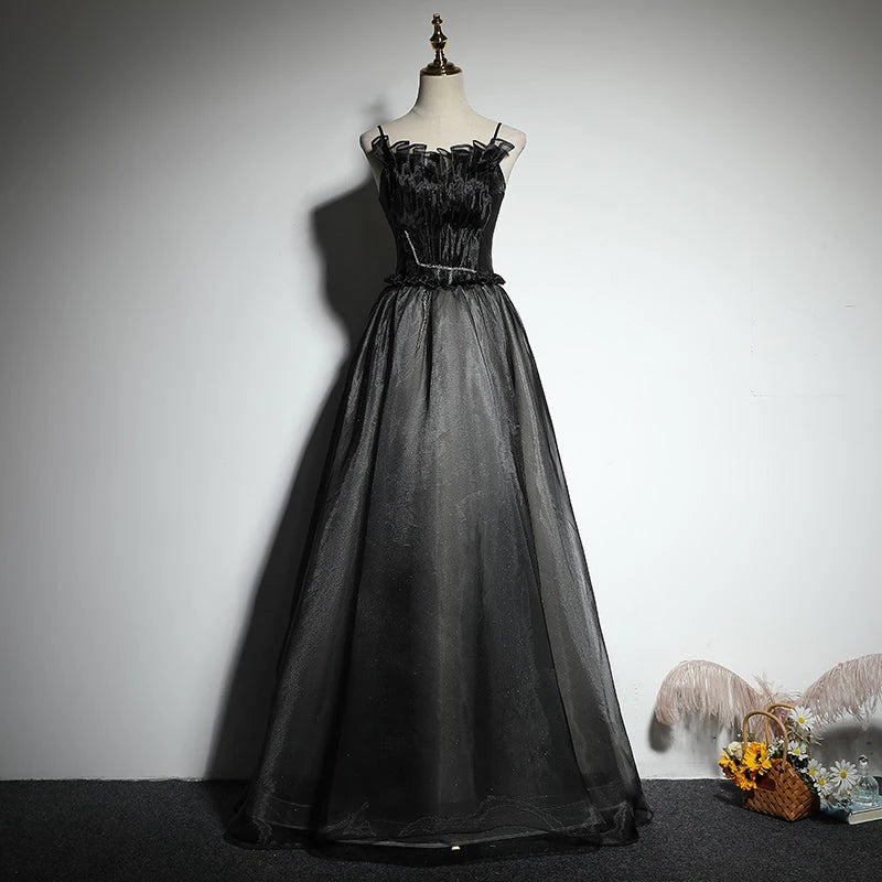 Tulle Black Floor Length Elegant Evening Dress Party Dresses Prom Dress