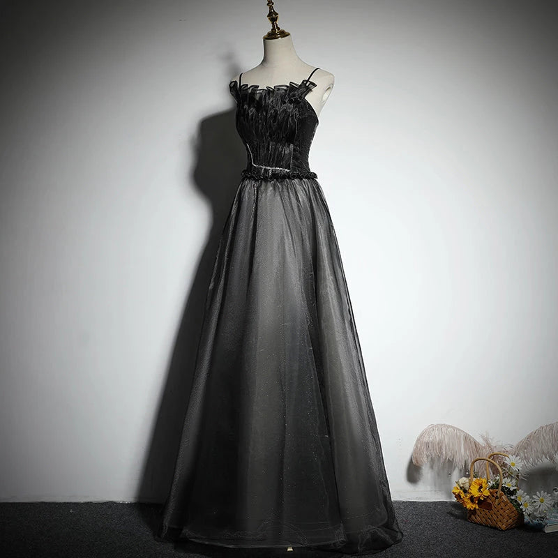 Tulle Black Floor Length Elegant Evening Dress Party Dresses Prom Dress