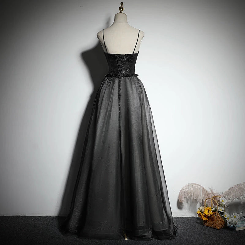 Tulle Black Floor Length Elegant Evening Dress Party Dresses Prom Dress