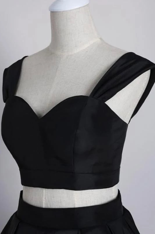 Two Pieces Off Shoulder Trendy Navy Blue Short Prom Gowns Party Dresses Homecoming Dresses