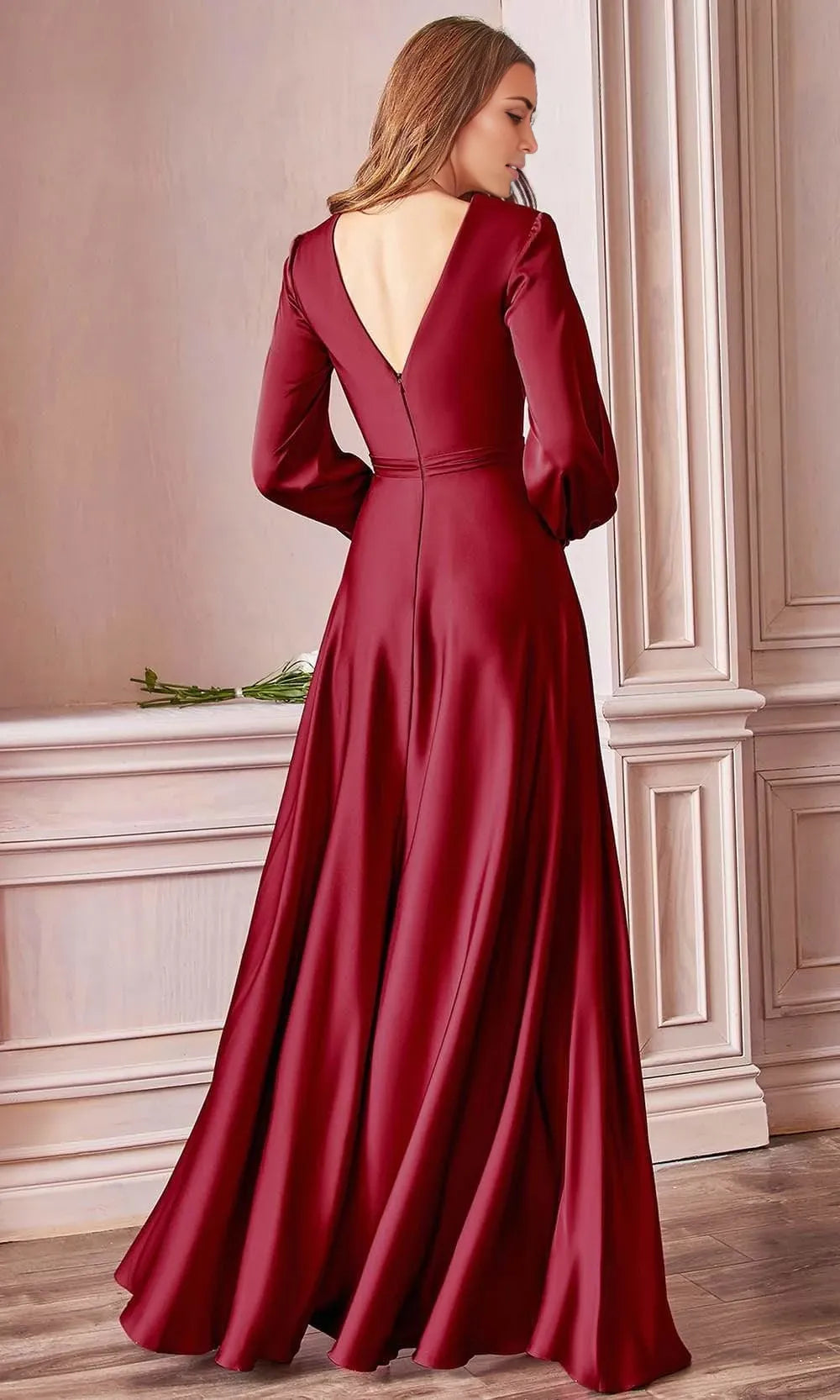 V-Neck Long Sleeves A-Line Fashion Off the shoulder Floor Length Prom Dress For Sale For Ladies