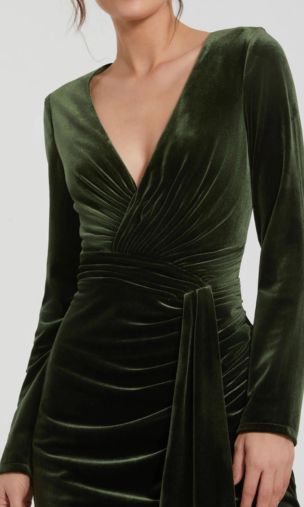 V-Neck Long Sleeves Sheath Velvet Fashion Floor length Mother of the Bride Dresses Custom For Ladies