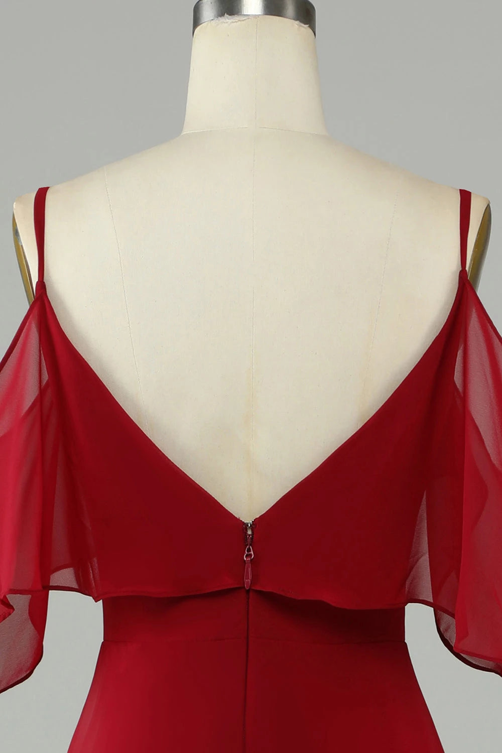 V-Neck Sleeveless A-Line Elegant Burgundy Off the shoulder Floor length Party Dress Hot Sale For ladies