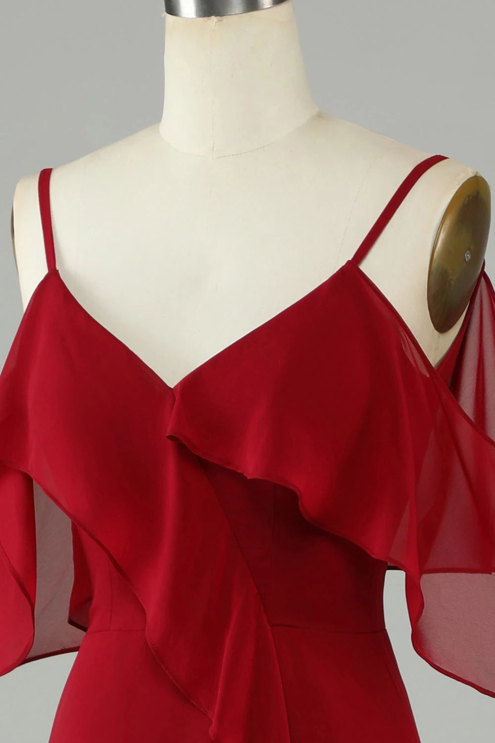 V-Neck Sleeveless A-Line Elegant Burgundy Off the shoulder Floor length Party Dress Hot Sale For ladies