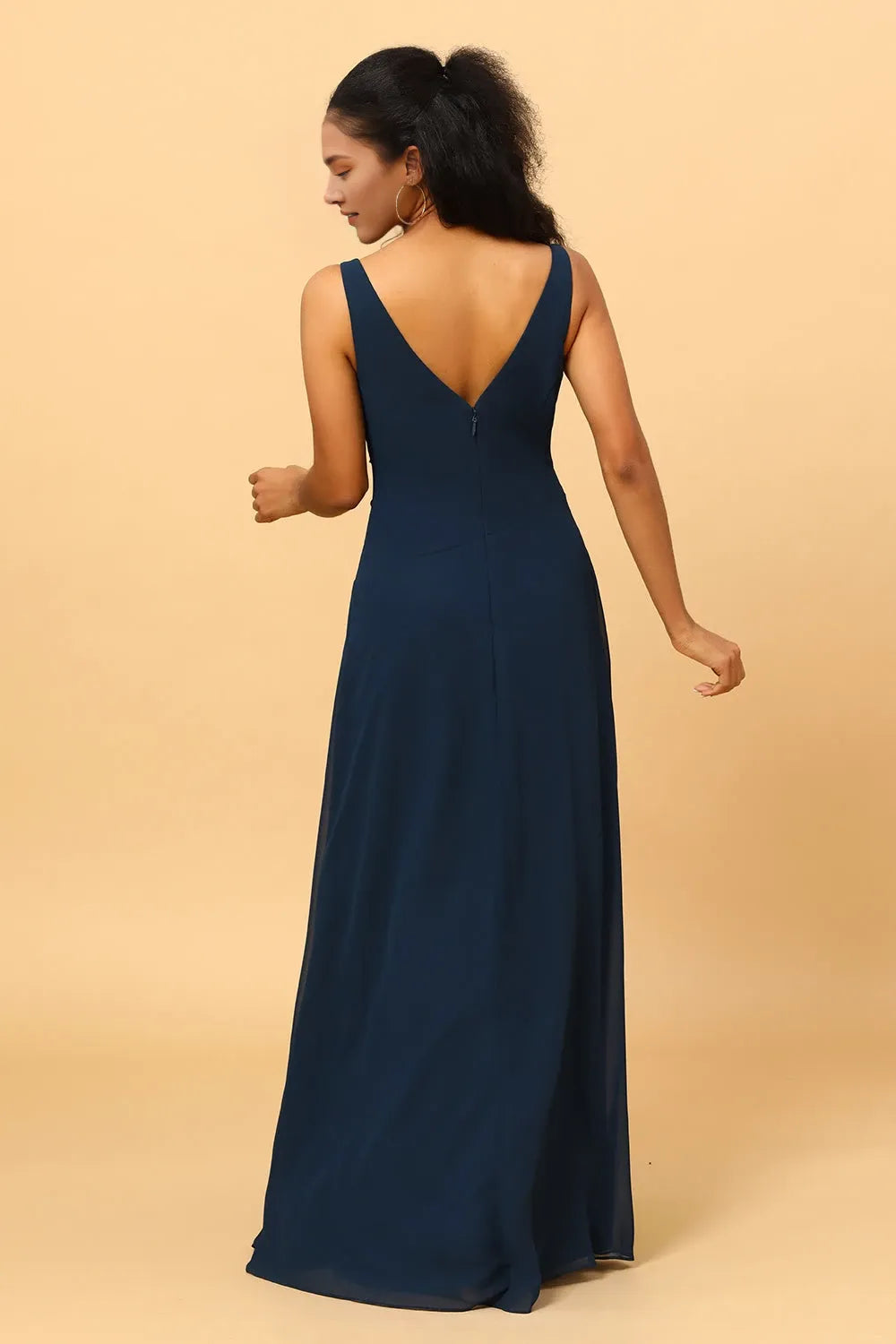 V-Neck Sleeveless A-Line Fashion Off the shoulder Floor Length Prom Dress Hot Sale For Ladies