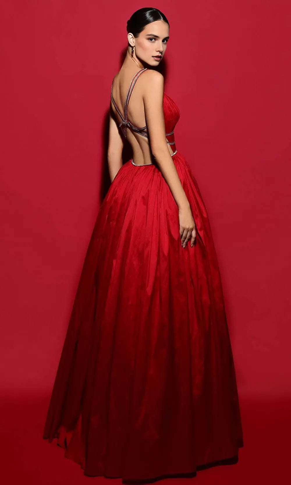 V-Neck Sleeveless A-Line Fashion Red Off the shoulder Floor length Prom Dress For Sale For Women