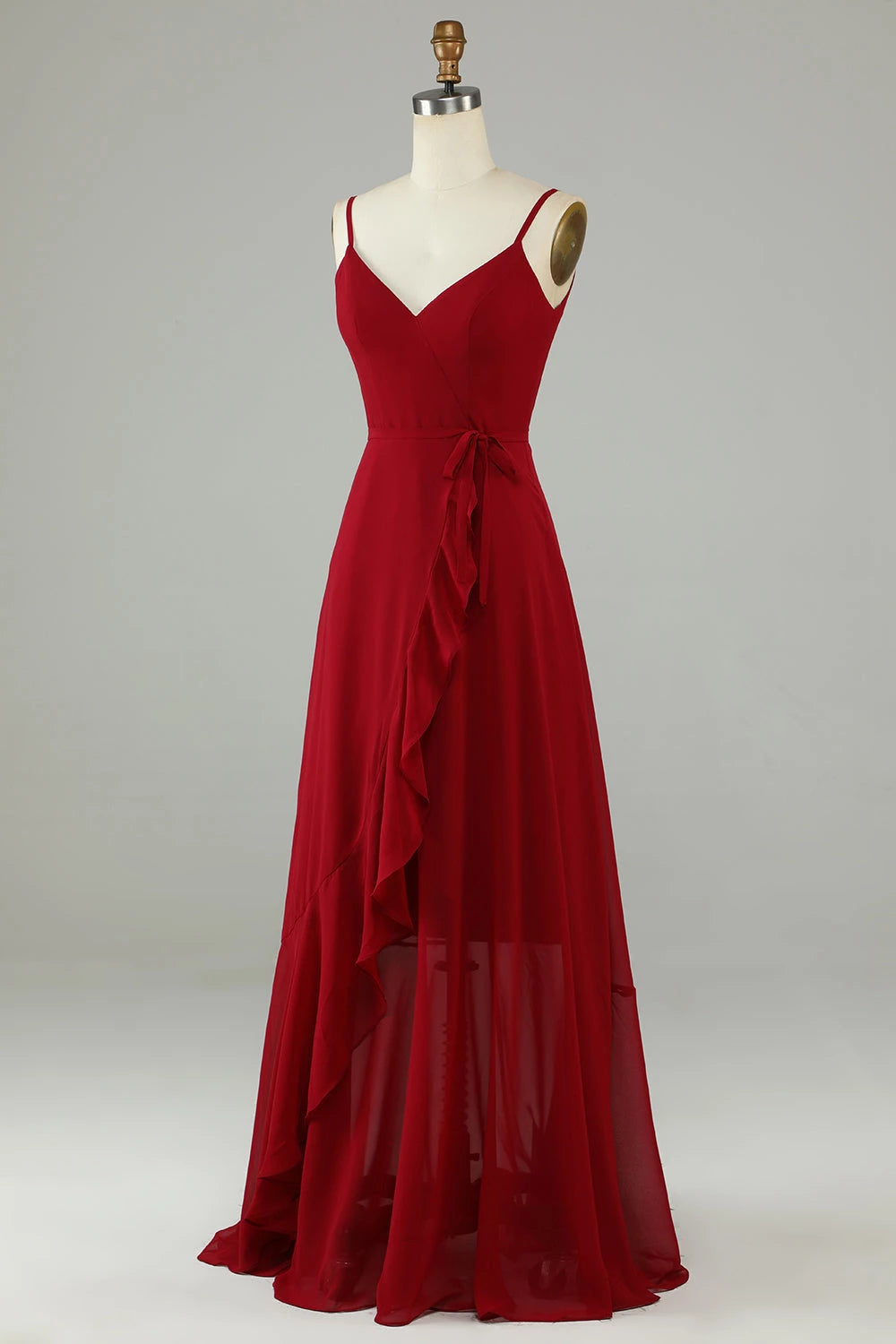 V-Neck Sleeveless A-Line Gorgeous Burgundy Off the shoulder Floor length Party Dress Hot Sale For ladies