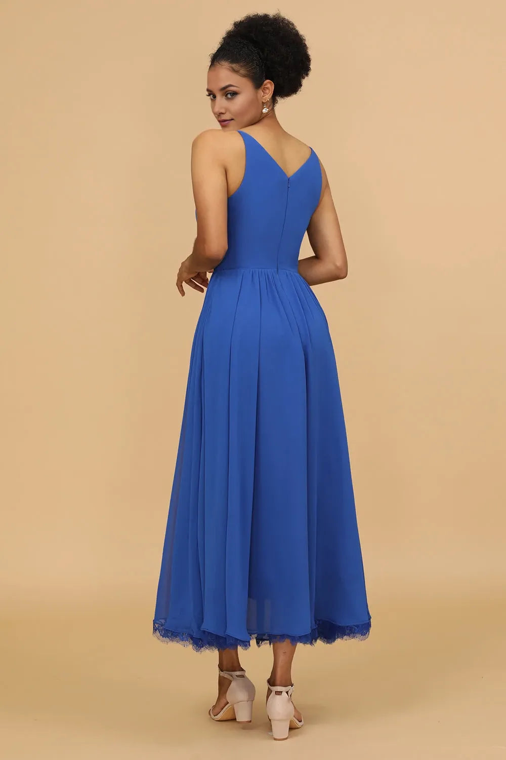V-Neck Sleeveless A-Line Simple Off the shoulder Floor Length Prom Dress Hot Sale For Women