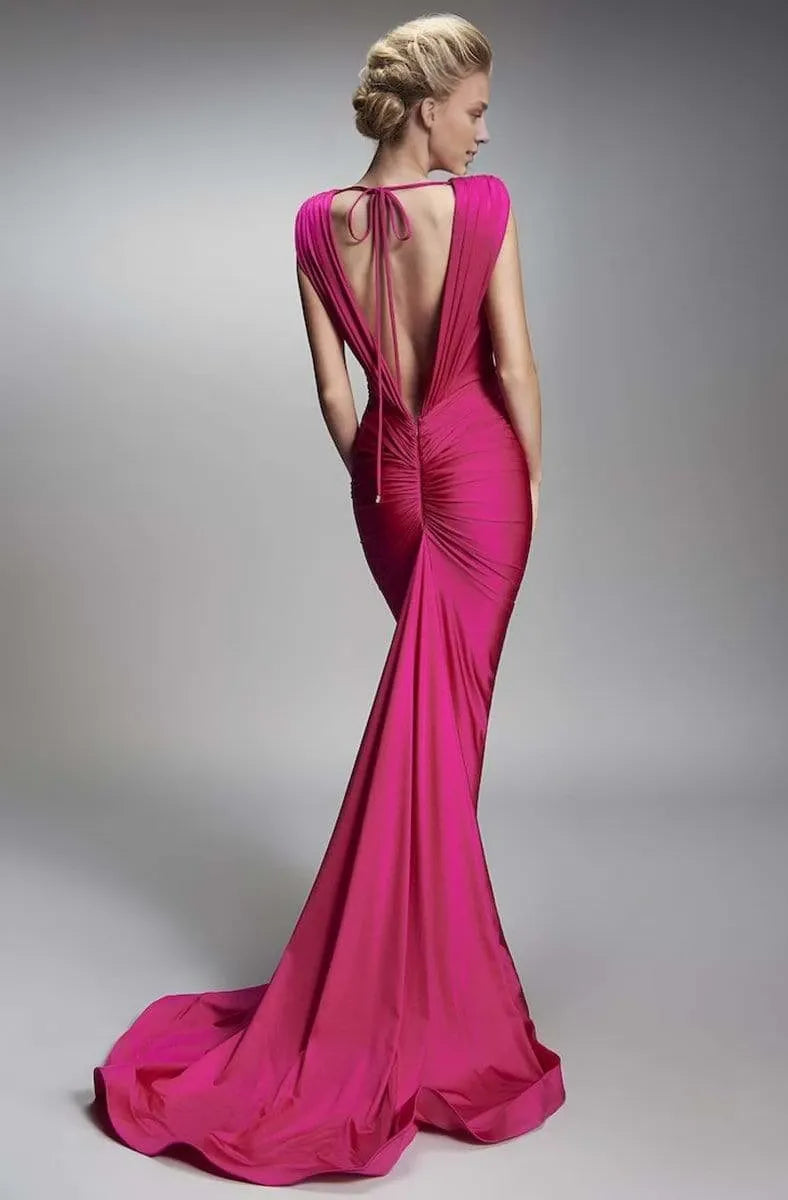 V-Neck Sleeveless Mermaid Vintage Floor length Prom Dress For Sale For women