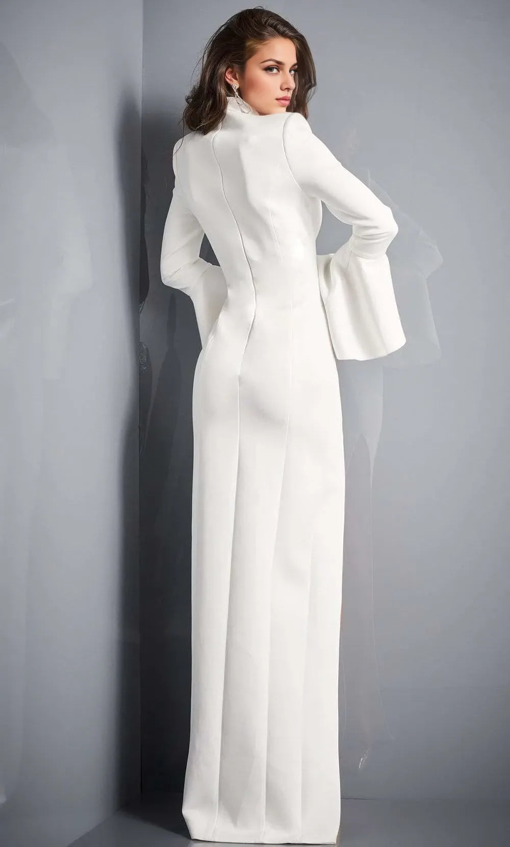 V-Neckline Long Sleeves Sheath Formal Floor length Long Prom Dress Hot Sale For Women