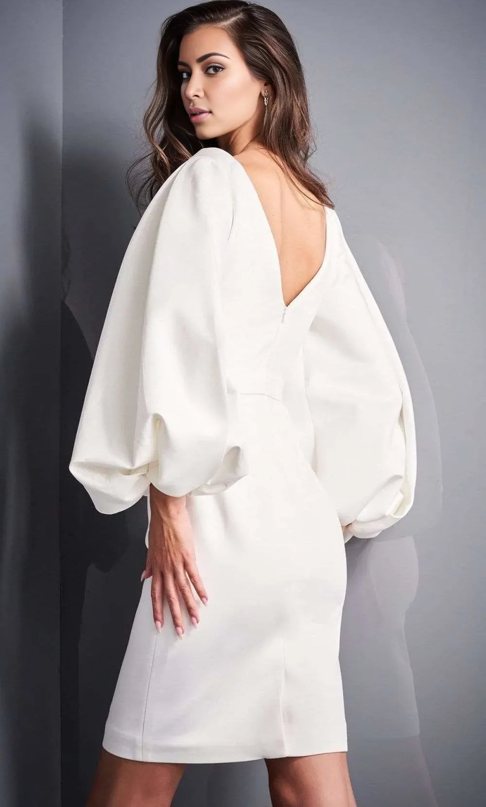 V-neck Long Sleeves Sheath Simple Knee length Prom Dress Hot Sale For Ladies