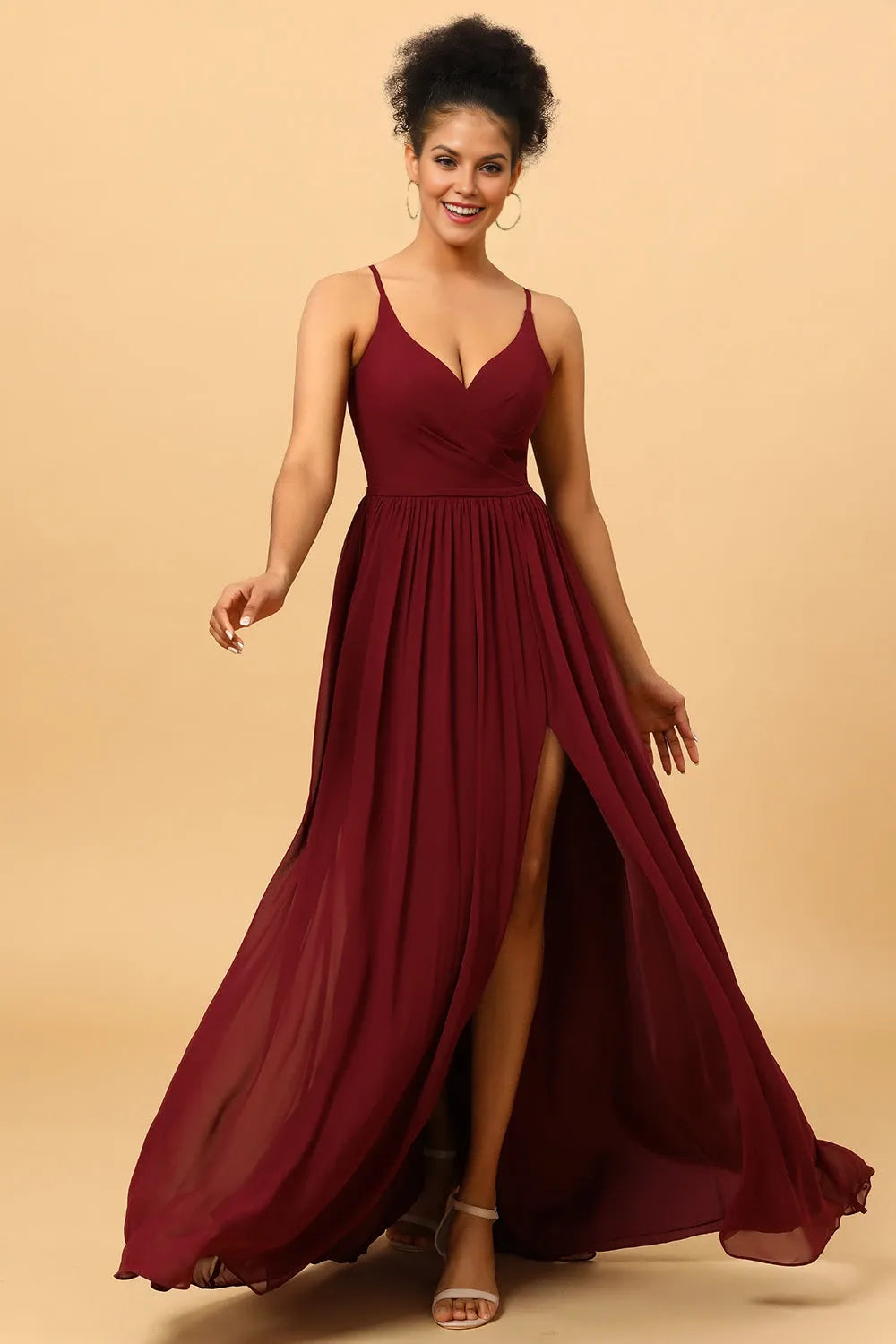 V-neck Sleeveless A-line Romantic Chiffon Off the shoulder Floor length Party Dress Buy For women