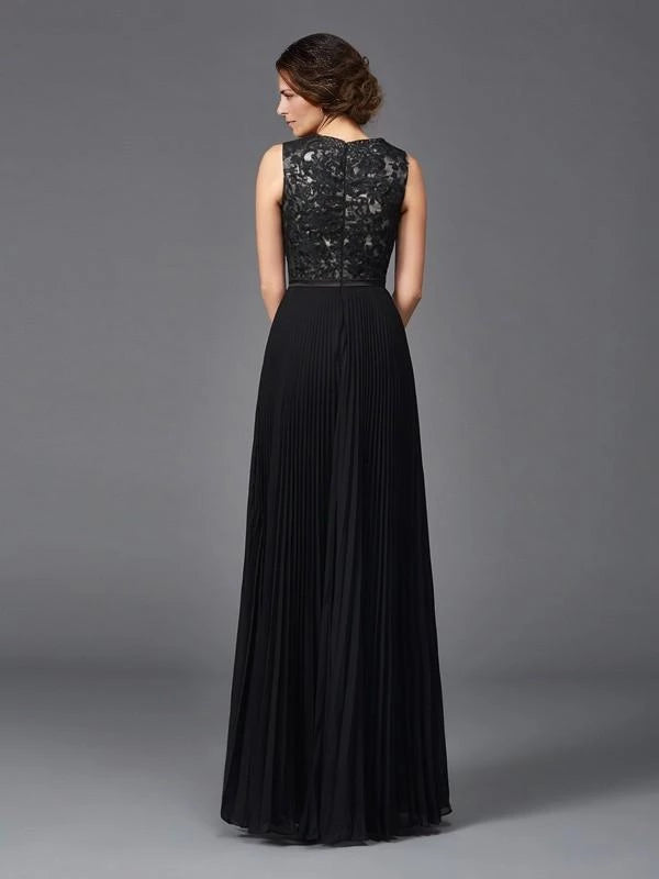 V-neck Sleeveless Chiffon Floor-Length With Lace Mother of the Bride Dresses