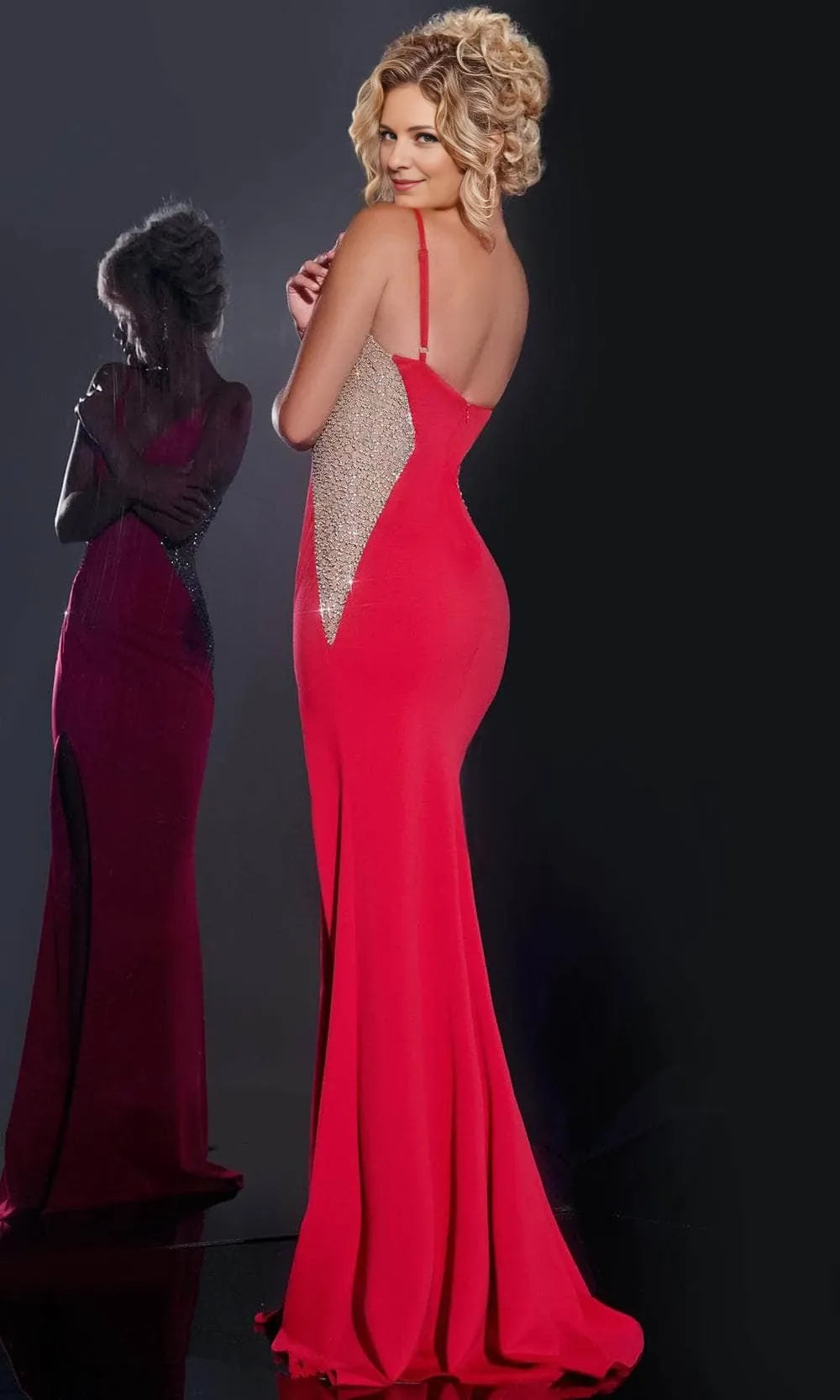 V-neck Sleeveless Mermaid Red Floor length Prom Dress For Sale For Women