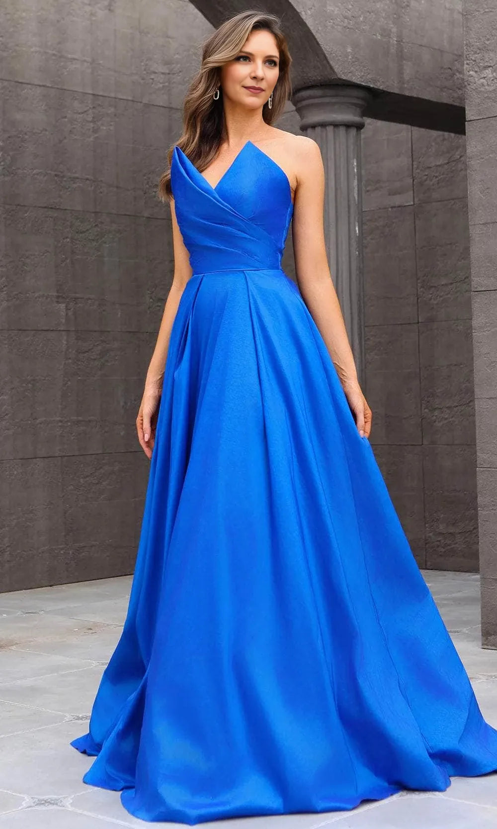 V-neck Sleeveless Satin Floor length Prom Dress For Sale For Women
