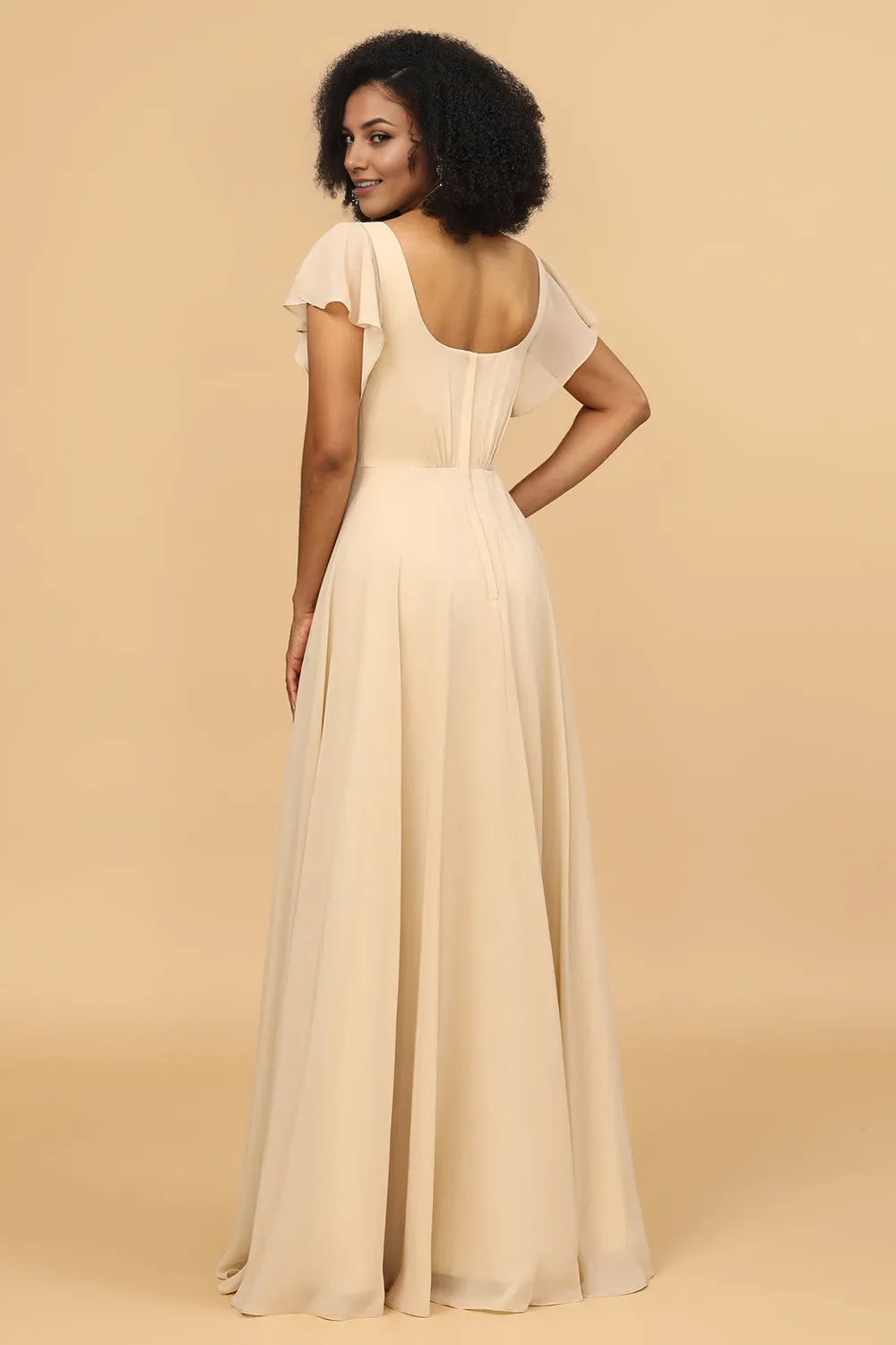 V Neck Cap Sleeves A-Line Classic Off the shoulder Floor Length Prom Dress Hot Sale For Women