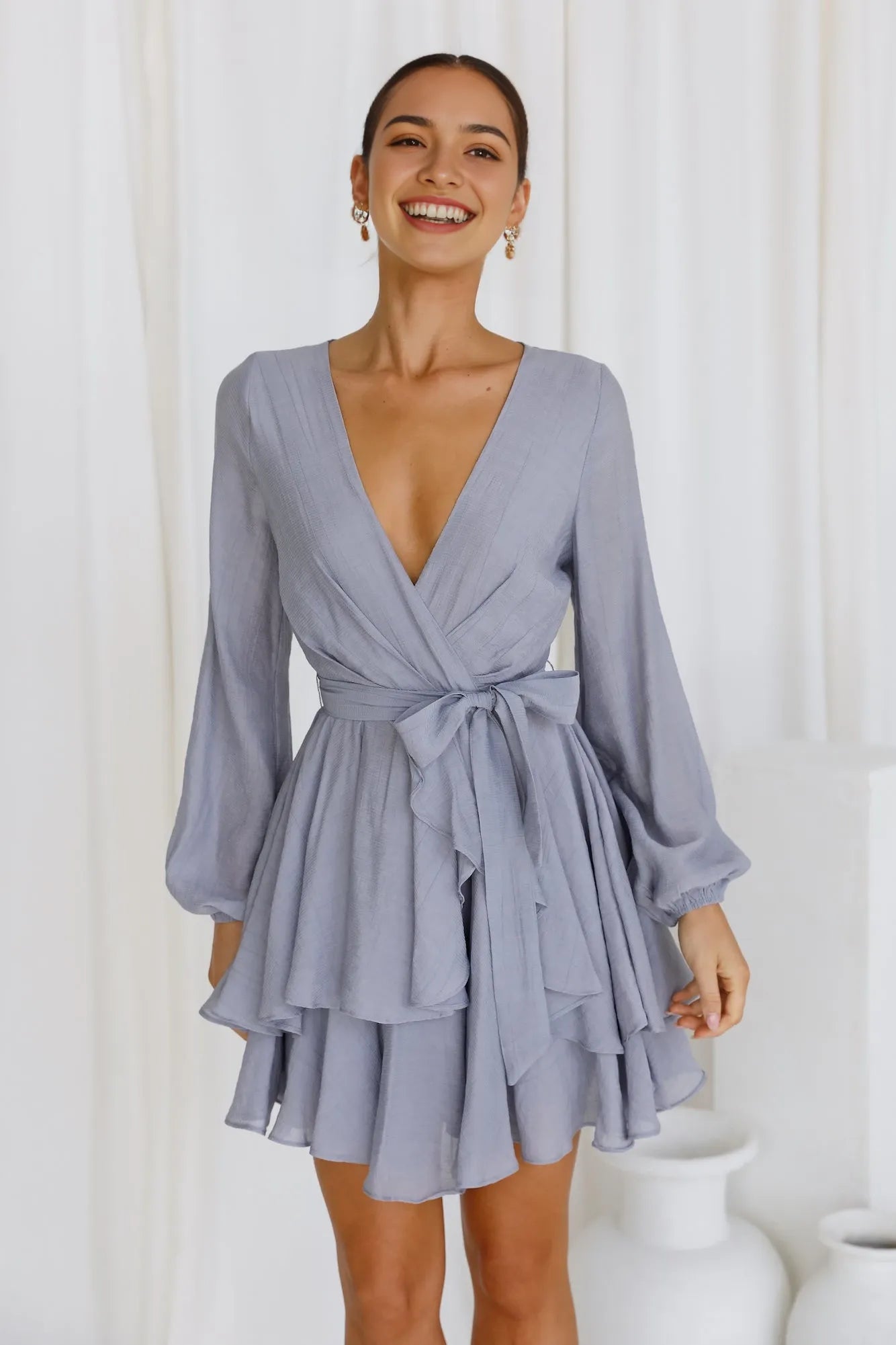 V Neck Long Sleeves Sheath Unique Off the shoulder Short Party Dress Hot Sale For Female