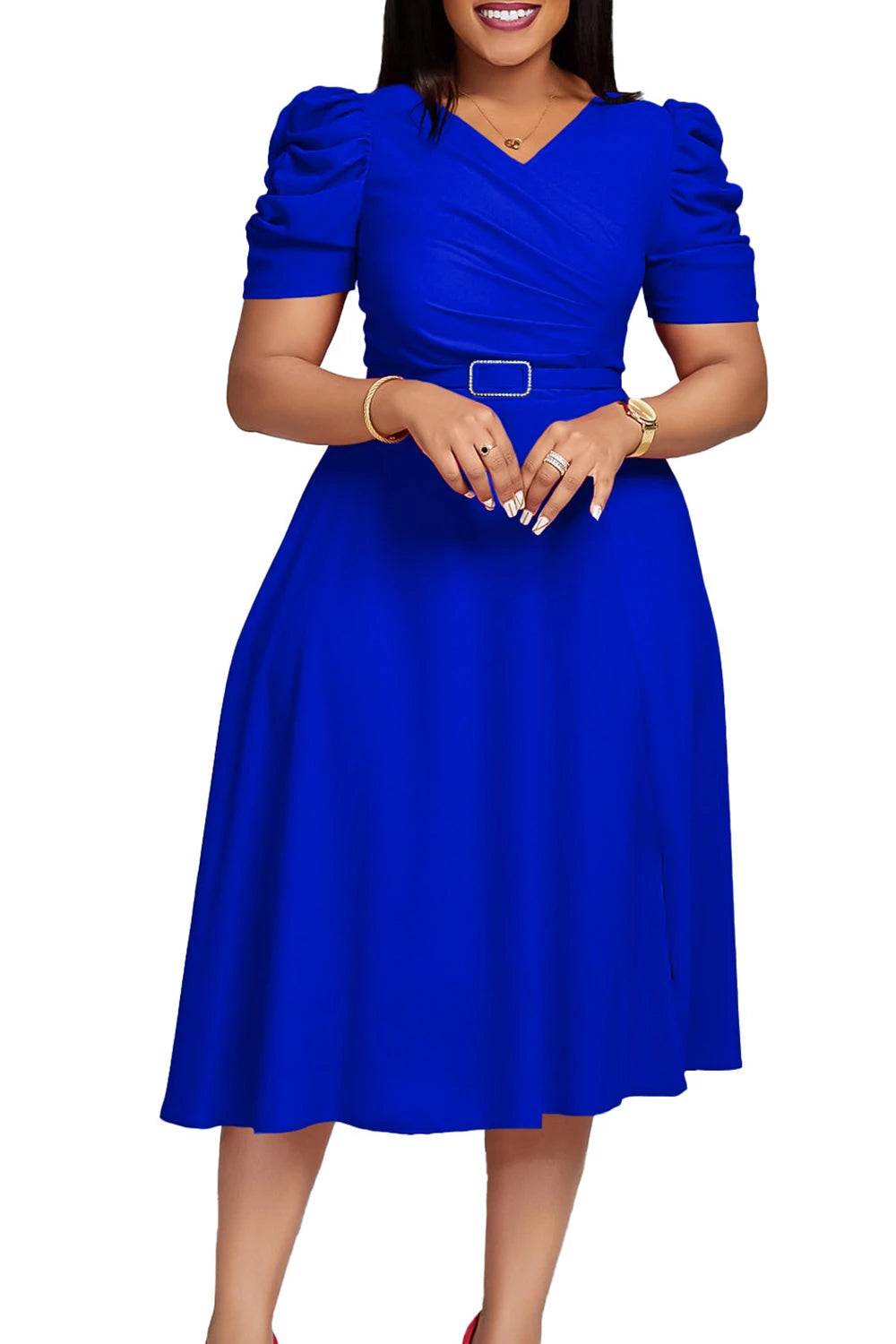 V Neck Short Sleeves Sheath Modern Tea length Party Dress For Sale For Ladies