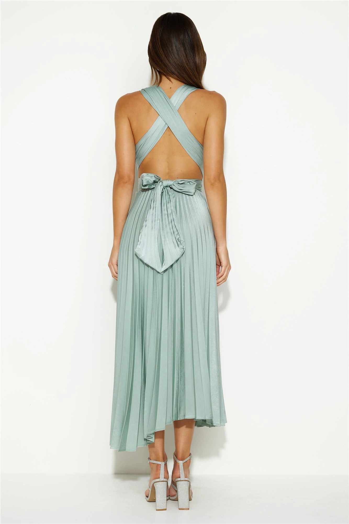 V Neck  Sleeveless A-Line Modern Off the shoulder Ankle length Party Dress Hot Sale For ladies